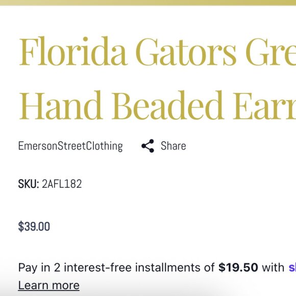 University of Florida Gators Earrings Hand Beaded Gator Logo Orange Blue NEW - Picture 2 of 11